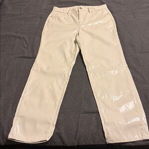 Good American Patent Leather Cream Pants